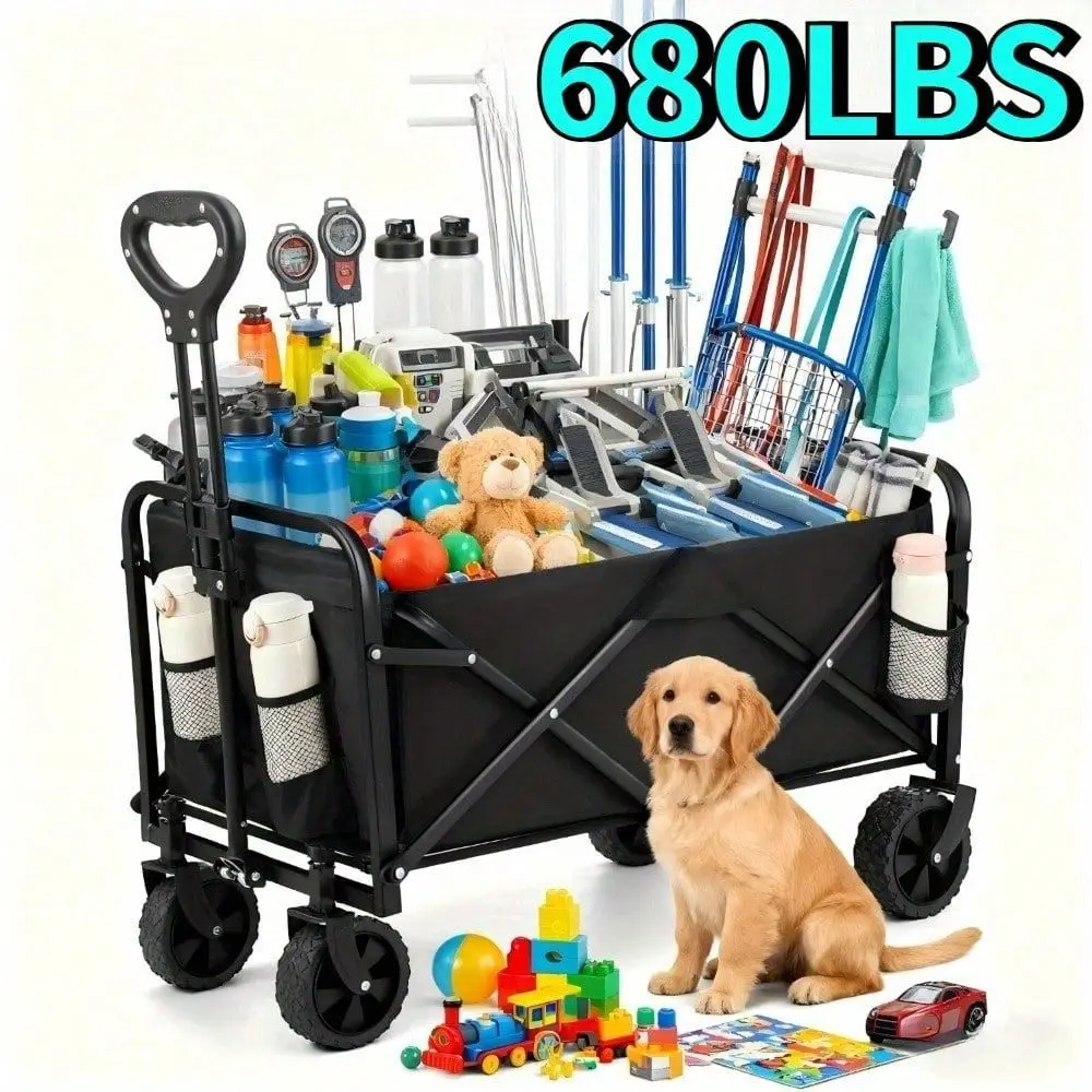 

550LBS 350LBS Christmas Sports Equipment Transporter, Folding Cart With Fully Portable Tires, Strong Load Capacity, Heavy Duty