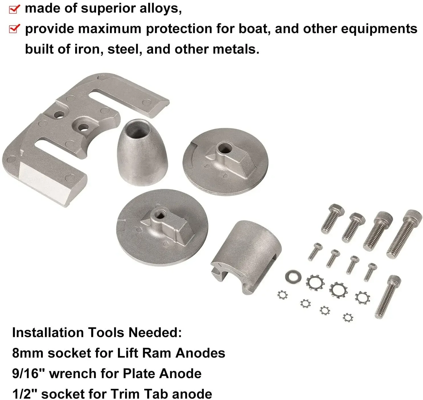 Kit de ánodo Chuang Qian para 2004+ Mercruiser Bravo III 3 unidades de repuesto para CMBRAVO3KITA, 888761 Q02, 888761 Q04