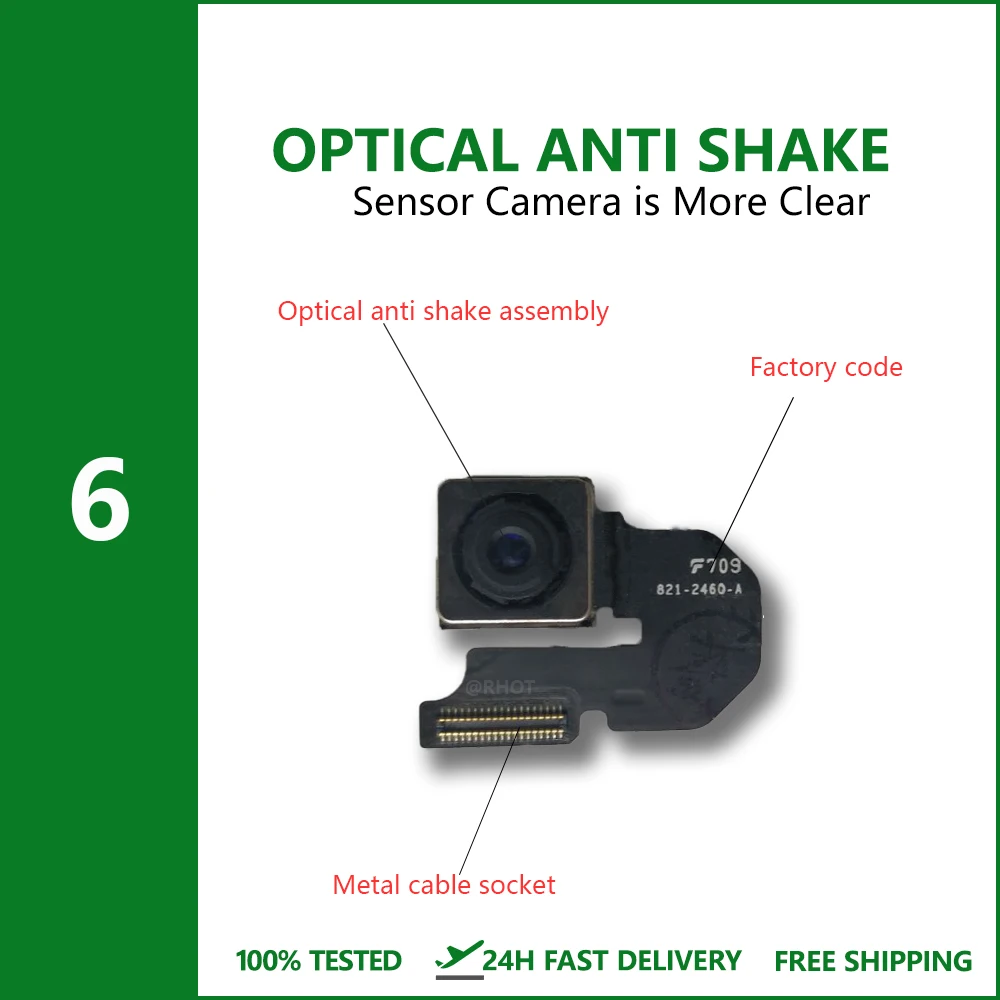 100% Test Rear Camera For iPhone 6 6S 6 Plus 6S Plus 7 7 Plus 8 8 Plus Back Camera Rear Main Lens Flex Cable Camera Replaceable