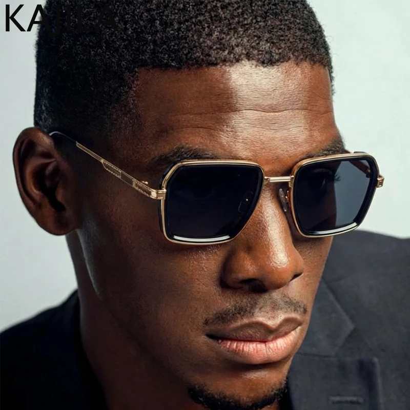 

Стильные поляризованные квадратные солнцезащитные очки в стиле стимпанк для мужчин 2026 года, модные металлические многоугольные очки с изменяющимся цветом, люксовый бренд