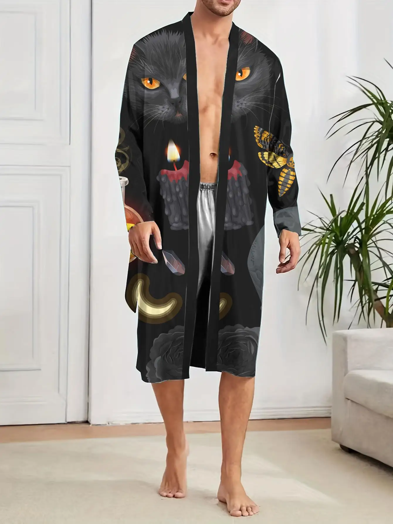 1pcs Men's Robes 2026 Spring/Summer Graphic Sleepwear Funny pajamas 3D Printed Bathrobe man Breathable robe bath robe