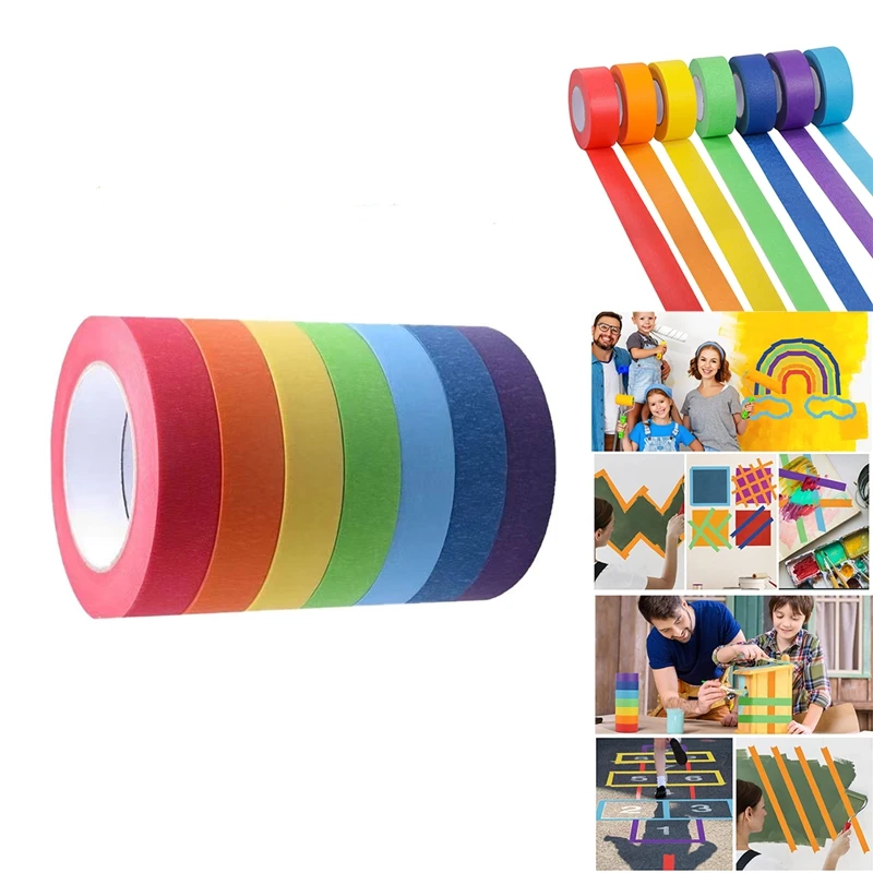 Gekleurde Plakband, Gekleurde Schilders Tape Voor Kunst En Kunstnijverheid, Tekenband, Knutselband Papier Tapecorful Tape