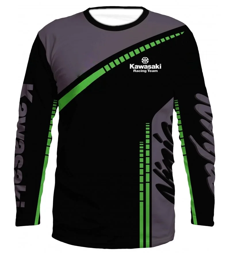 

Kawasaki Motorcycle Racing Team Men Women Crew Neck T-Shirt Long Sleeve Streetstyle Moto Fans Vintage Motocross Quick Dry Tops