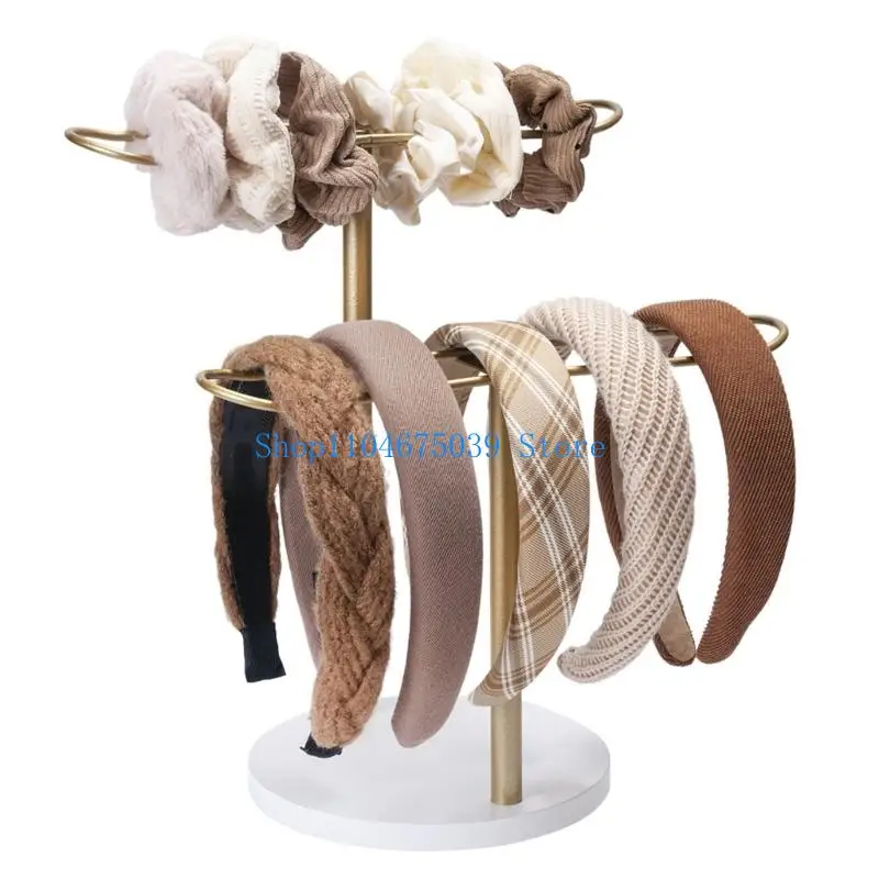 

5asd Space Saving Hair Tie Scrunchies Holder Wooden Base Organiser Bathroom Essential