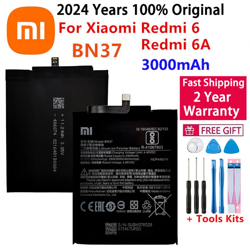 Original Replacement Battery For Xiaomi Mi Redmi6 Redmi 6 Redmi 6A Redrice 6 BN37 Genuine Phone Battery 3000mAh Fast Shipping