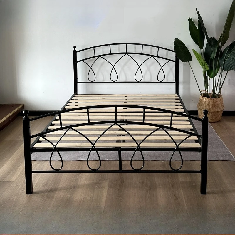 Wrought iron bed Metal iron frame bed Steel frame bed Apartment rental house Single  No bedside