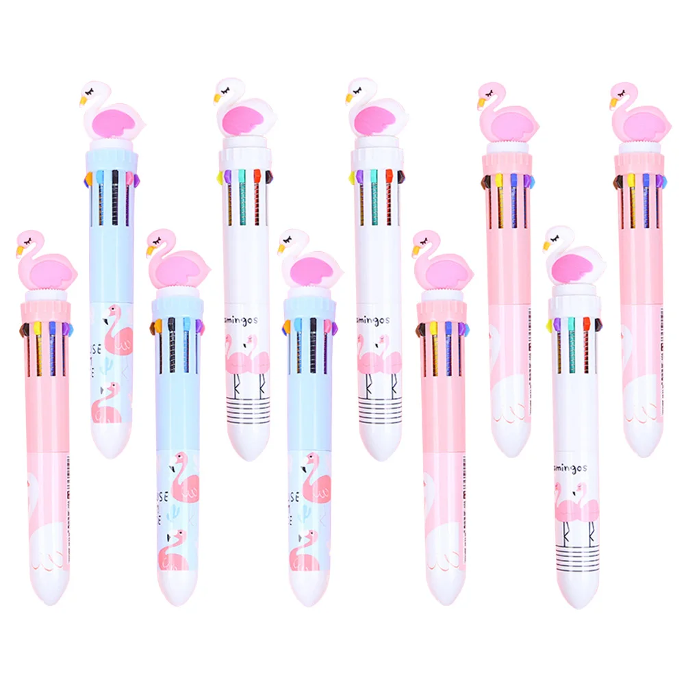 10 Pcs Ballpoint Pens Retractable Colored Writing Smooth School Colorful Retractable Pens Home