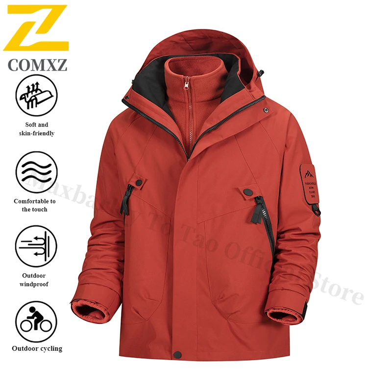 

EiAO Graphene Black Gold Windbreaker Jacket Winter Thermal Windproof 3-in-1 Outdoor Hiking Coat for Men Women Travel Camping