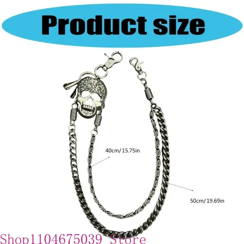 

5ASD Стильные металлические поясные цепи Уникальный ремень черепа для хип -хопа и панк энтузиастов