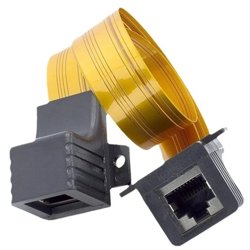 2PCS Flat Cat5 RJ45 Female F Connector Pass Home/Car Window Door Feed-Through Jumper Cable 30cm Length