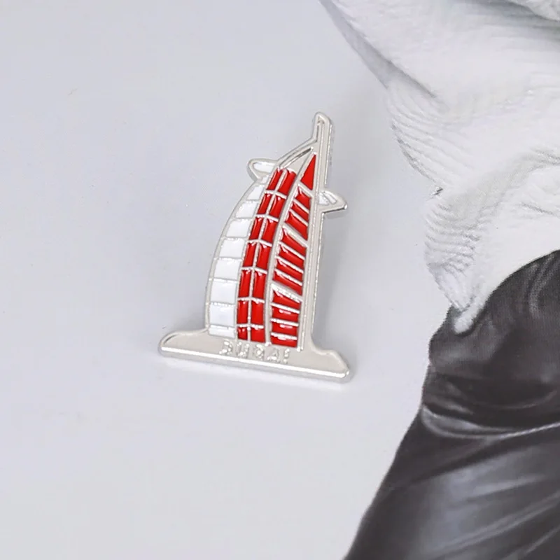 Proud Veteran Enamel Pins US UK Flag Dubai Burj Al Arab Brooch Lapel Badges Jewelry Gift for Friends