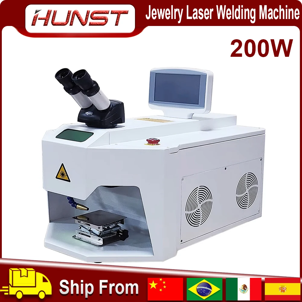 HUNST 200 Вт ювелирный лазерный аппарат для точечной сварки, лазерная сварка с HD CCD-микроскопом для подвесок из золотых и серебряных звеньев цепи HUNST 200 Вт ювелирный лазерный аппарат для точечной сварки, лазерная сварка с HD CCD-микроскопом для подвесок из золотых и серебряных звеньев цепи