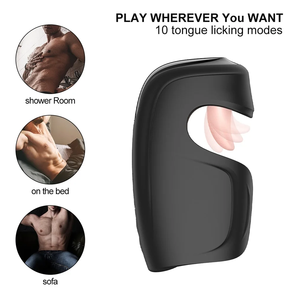 Masturbator for Men With Tongue Automatic Glans Exerciser Delay Ejaculation Male Blowjobs Machine Penis Vibrator Sex Toy for Men