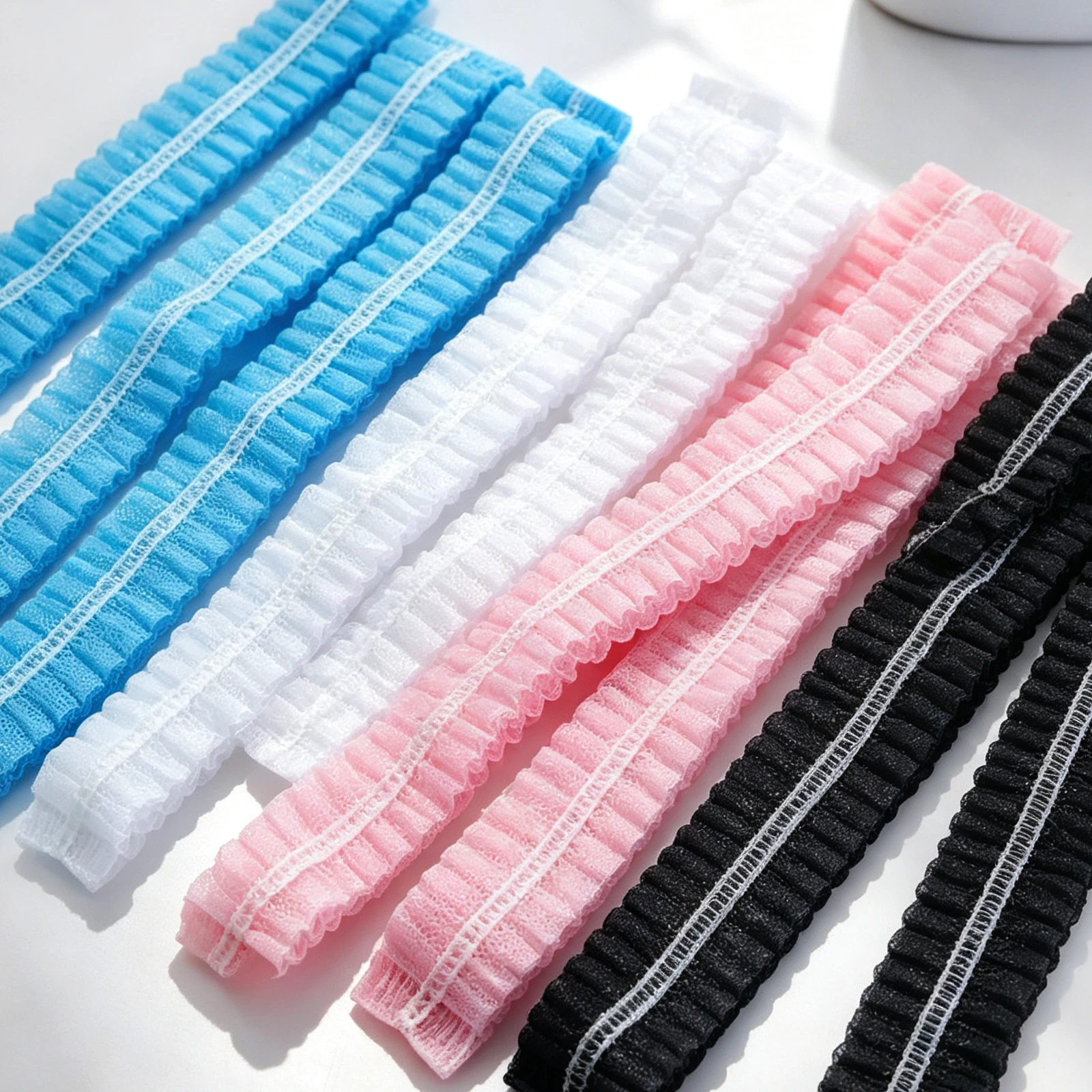 Disposable Non Woven Strip Hair Caps Bouffant Hair Net Dustproof Hair Cover For Tattoo Studio Beauty Salon Clinic 100Pcs