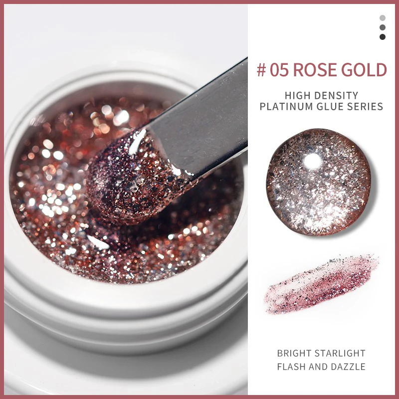 1Jar High Density Glitter Platinum Glue Nail Art Gold Silver Platinum Drawable Line Painted Line Nail Glue 5g UV Gel Varnish #GY
