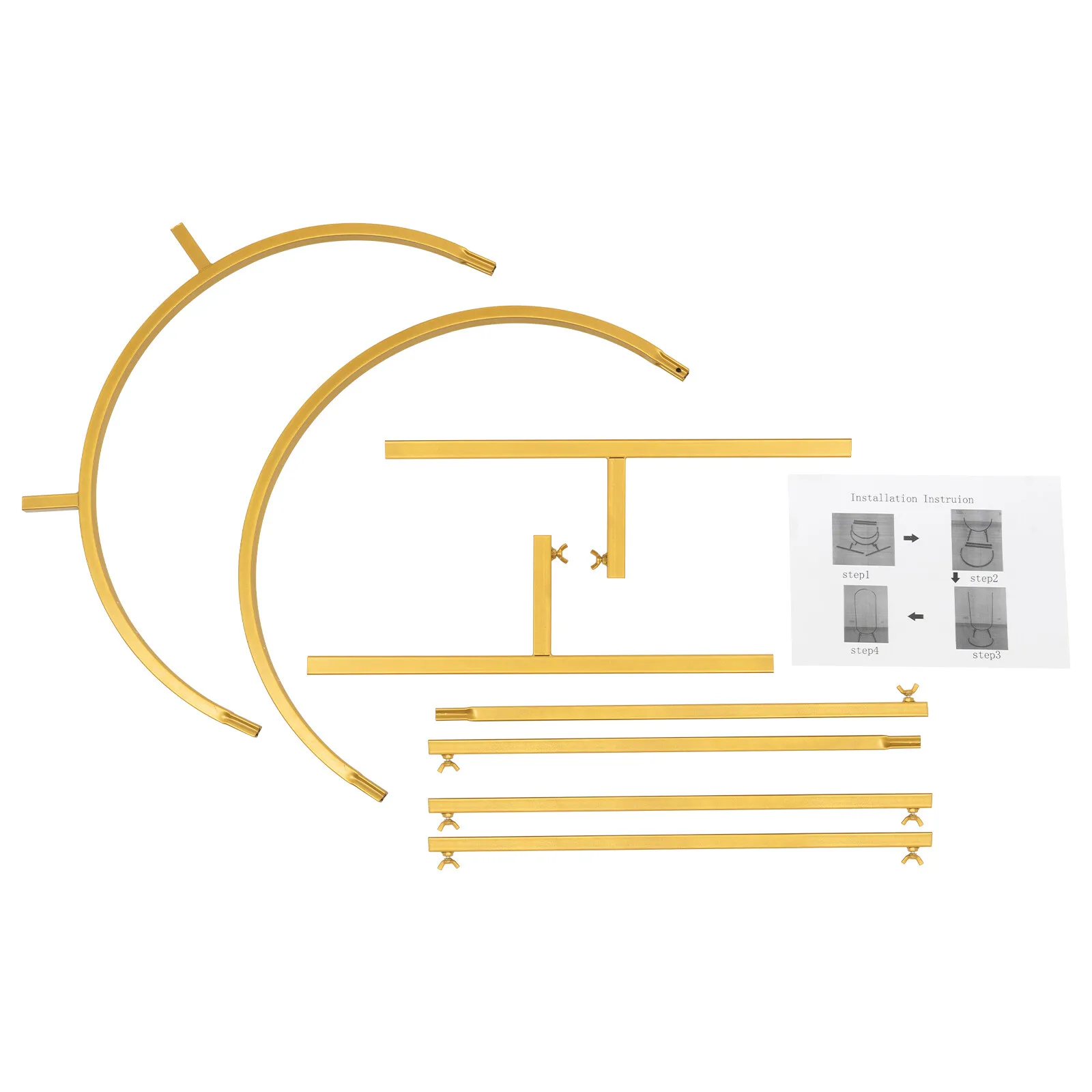 1.7m Metal Wedding Arch Backdrop Stand Gold Party Balloon Arched Venue Decor Frame Oval Arch Frame for Birthday Party Ceremony