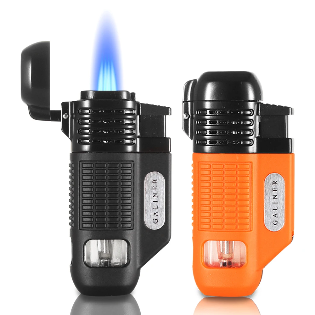 Galiner Mini Pocket Cigar Cigarette Puro Lighter Windproof Jet Torch Cigar Lighter Gas 4 Flame Lighters Gadgets Cool Cakmak