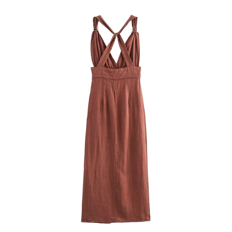 Women's Dresses 2024 New Stylish Linen Blend Halterneck Dresses Sexy and elegant women's dresses