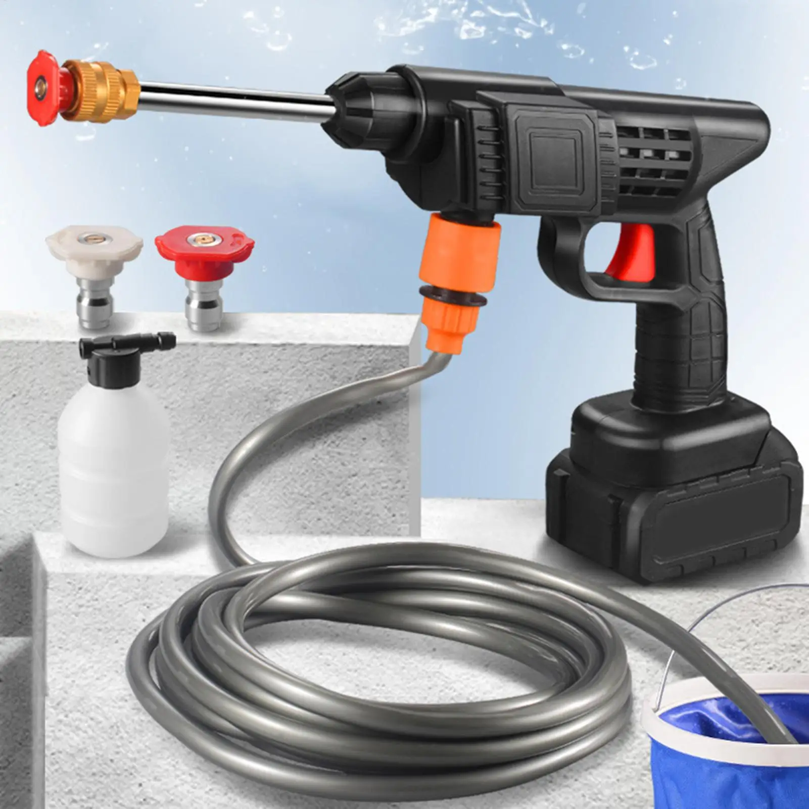 

500W 25Bar Cordless High Pressure Car Washer Spray Water Gun Battery Foam Generator Car Washing Machine for Home