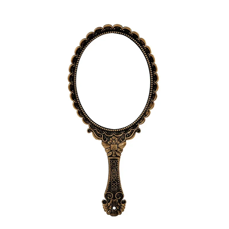 Vintage Carved Handheld Vanity Mirror Makeup Mirror SPA Salon Makeup Vanity Hand Mirror Handle Cosmetic Compact Mirror for Women