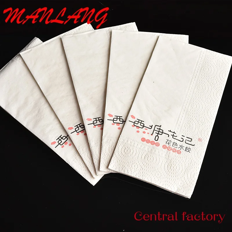 Custom  Square Wood Virgin Pulp 3Ply Printed Paper Tissue Napkins Custom Printed For Restaurant