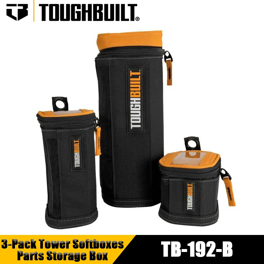 TOUGHBUILT TB-192-B 3-Pack Tower Softboxes™ 3 pcs Screw Parts Storage Box Portable Tool Box Storage Bag Tool Bag