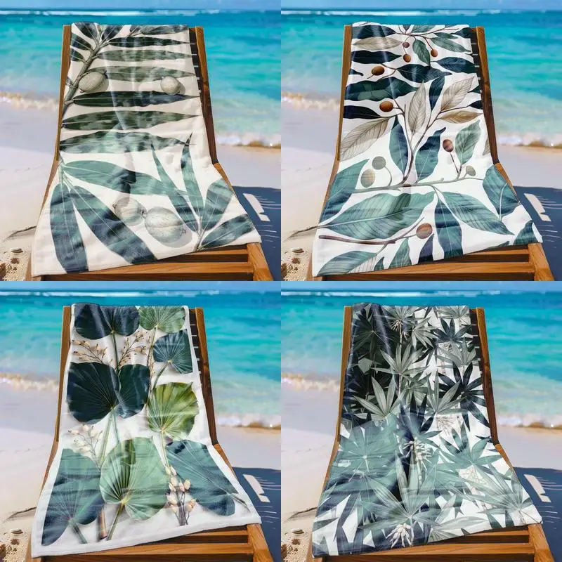

Пляжное полотенце с узором в виде тропических листьев, защищающее от солнца и ветра, подходит для бассейна, кемпинга, путешествий, как одеяло.