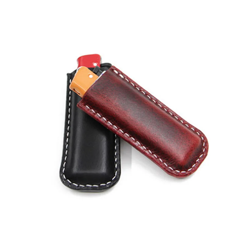 Vintage Handmade Genuine Cowhide Leather Lighter Case For Cricket/BIC Lighter Cover Leather Cas Plastic Lighter Case