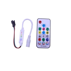 Muzyka DC5V 12V 24V WS2801 WS2812B DC12V 2811 Mini kontroler taśma cyfrowa LED RGB 17Key RF bezprzewodowy pilot 2048 pikseli LED