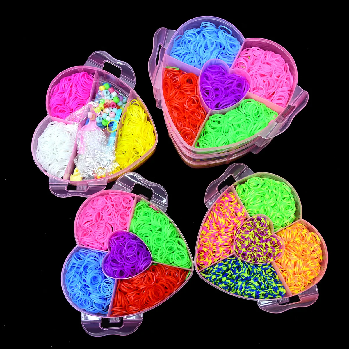 DIY Toy Rubber Loom Bands  Heart Box Set Kid Bracelet Silicone Rubber Bands Elastic Weave Loom Bands Children Arts Crafts Toys