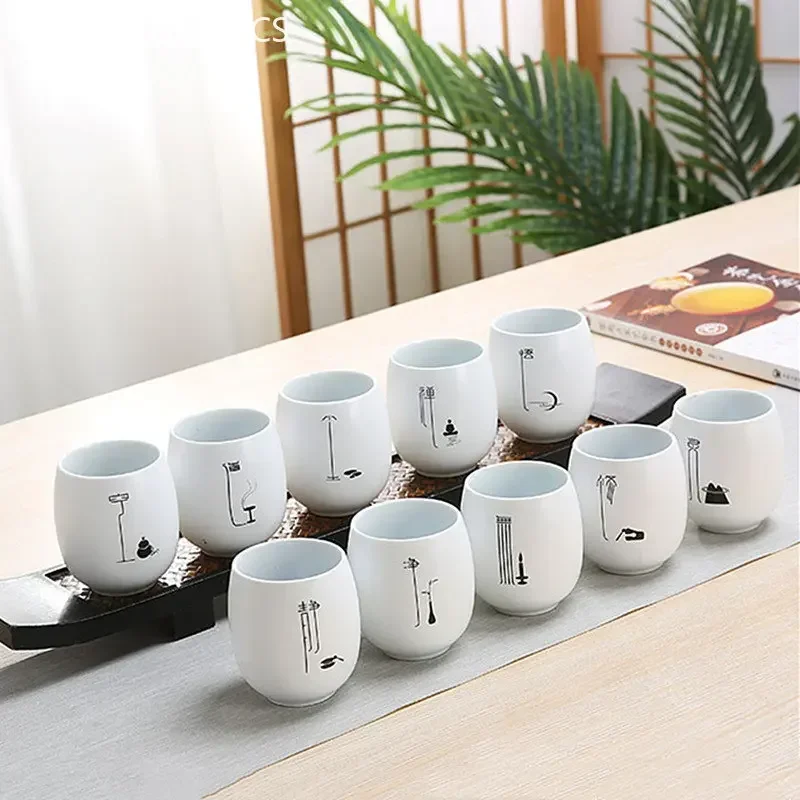 Japanese Ceramic Tea Cup Customize Zen Sample Porcelain Teacup Portable Personal Single Cup Tea Set Accessories Master Cup 140ml