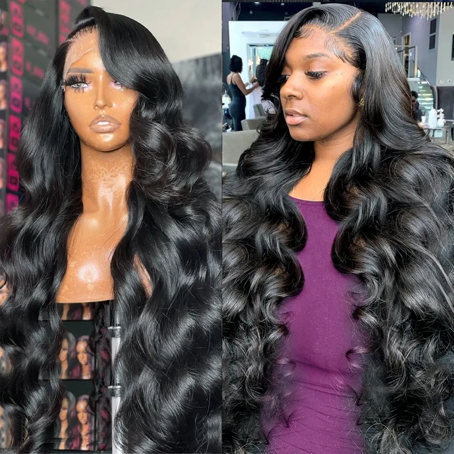 Body Wave Lace Front Human Hair Wigs 13x4 HD Pre Plucked With Baby Hair Lace Front Wig For Black Women 180 Density Natural Color