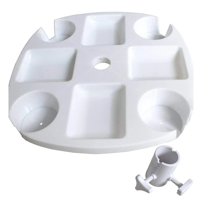 Top!-Beach Umbrella Table Trays With 4 Cup Holders Beach Snacks Drinks Tray For Camping Swimming Pool Picnic Patio Yard