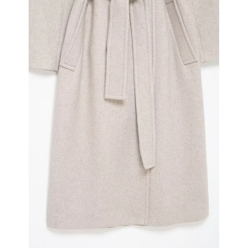 Cappotto Oversize da Donna con Collo Alto e Cintura, Casual Primaverile, Doppiopetto con Bottoni, Maniche Lunghe, Soprabito Femminile Chic