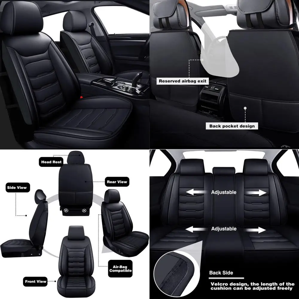 

Foneso Universal Car Seat Covers, Leather Automotive Seat Covers Non-Slip Vehicle Accessories, Waterproof Seat Protector Fit for