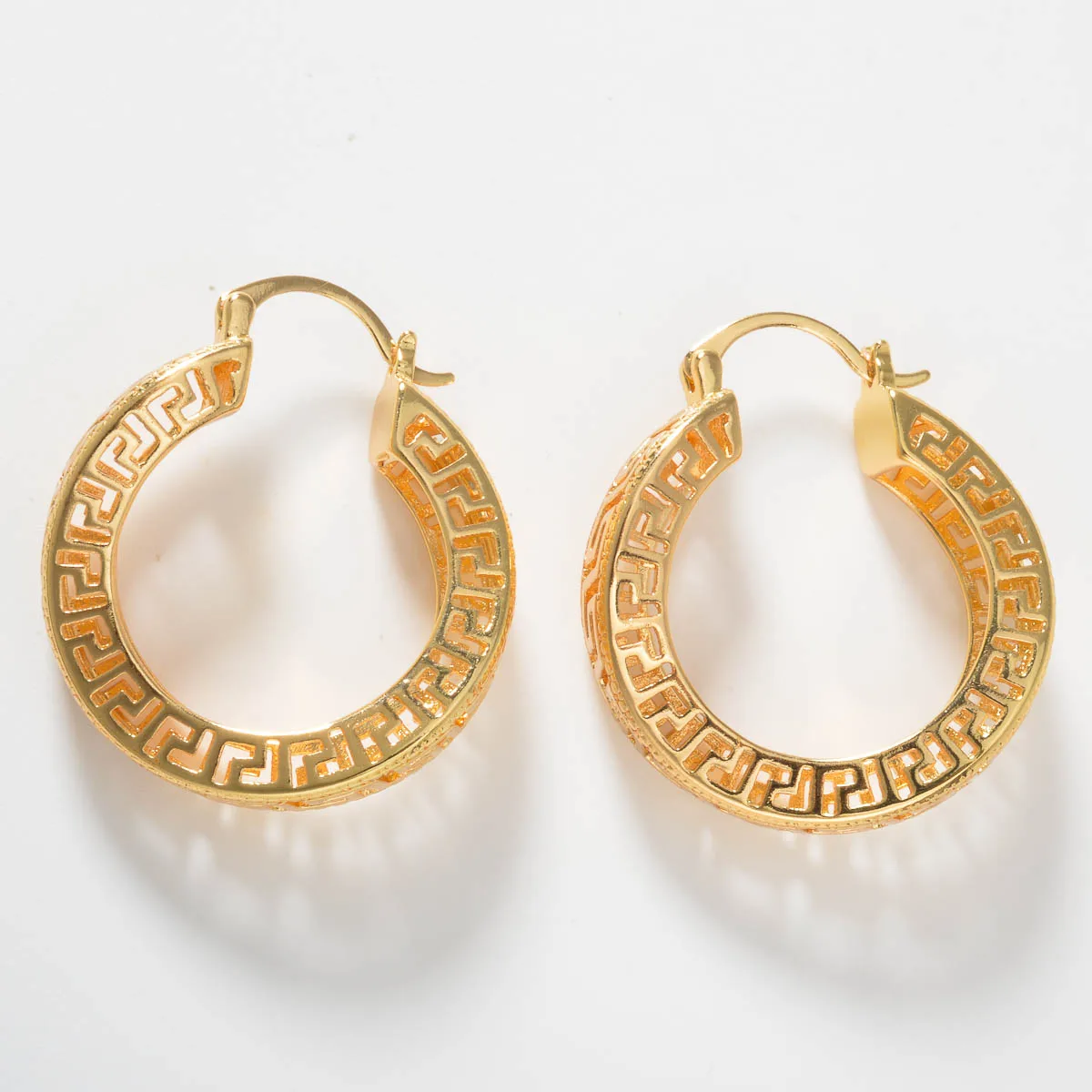 

African Nigeria Big Hoop Earrings For Women Geometry Octagon Ear Hoops Dubai Gold Color Earrings Exquisite Wedding Lady Gift