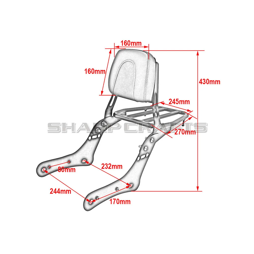 Motorcycle Parts Detachable Passenger Backrest Sissy Bar Luggage Rack For Kawasaki Vulcan 650 S EN650 VN650 S650 650cc 2015-2023