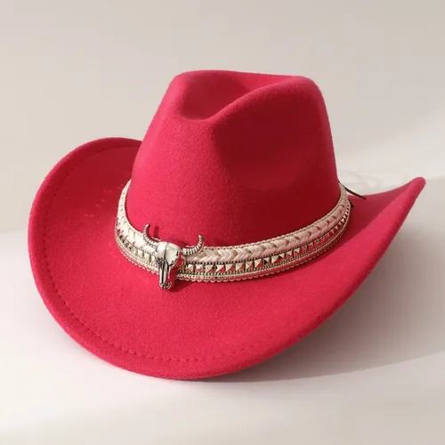 Imagen 2 del producto Nuevos accesorios para cabeza de vaquero en forma de corazón, sombrero de vaquero, sombrero de fieltro, nuevo sombrero para exteriores para hombres y mujeres, sombrero de caballero