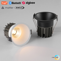 Tuya Zigbee/ DALI/ Matter/ 5 CCT Switchable Recessed LED Smart Ceiling Light  Dimmable AC110V/ 220V Black White Spot Downlight