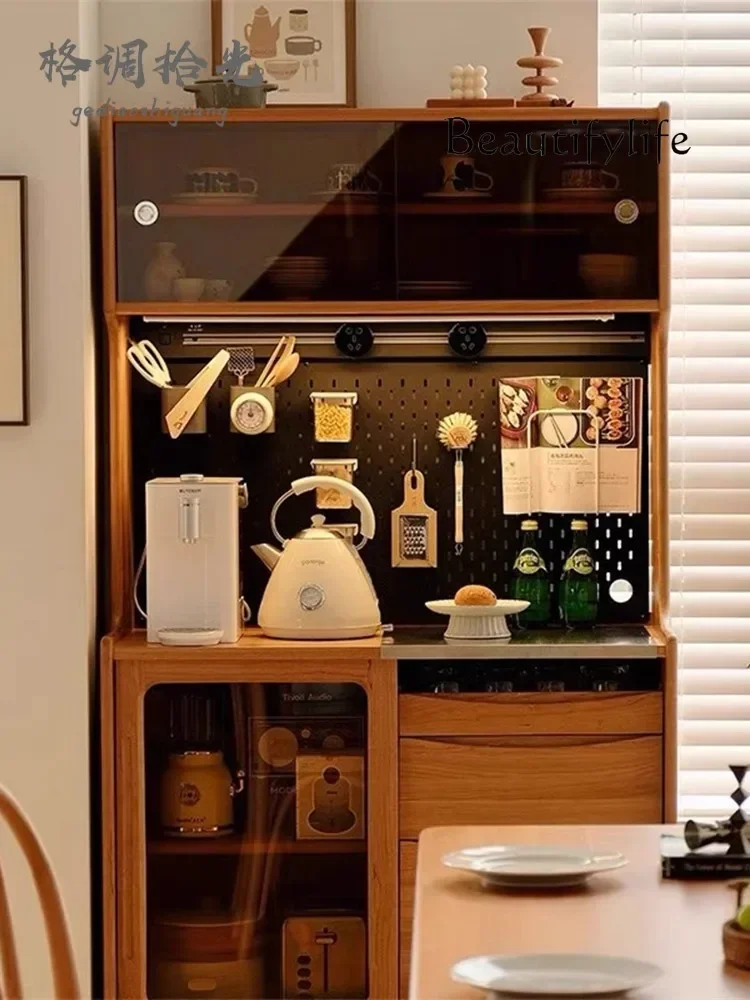 Solid Wood Sideboard Integrated Wall Tea Simple Living Room Multi-Functional Hallway Storage Locker