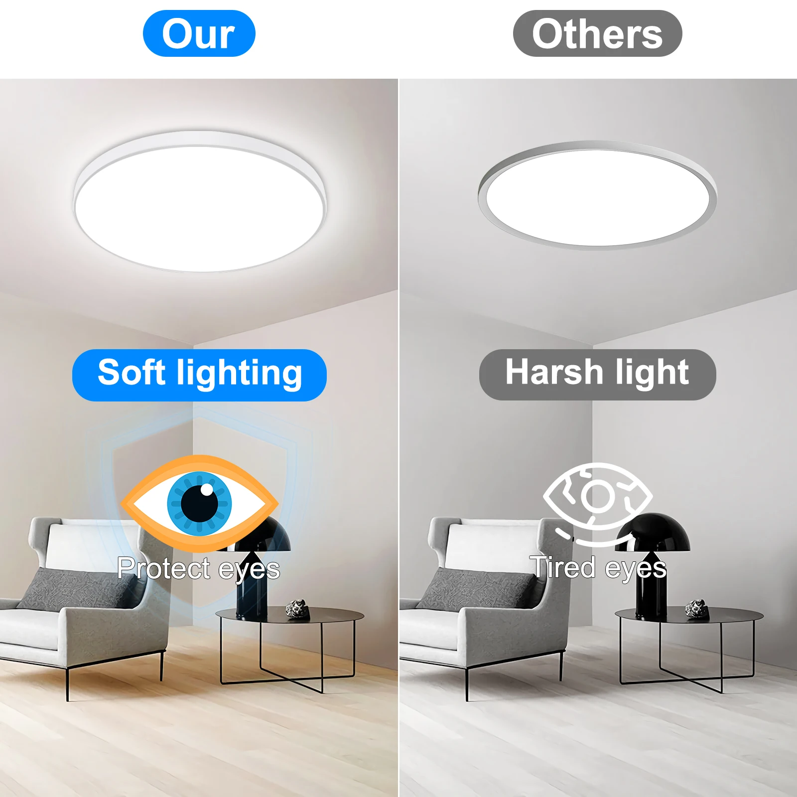 2 Pack 24W RGB LED Ceiling Lights, Dimmable with Remote & App, 16M Colors, 2400LM, Ø30cm, for Living Room Bedroom