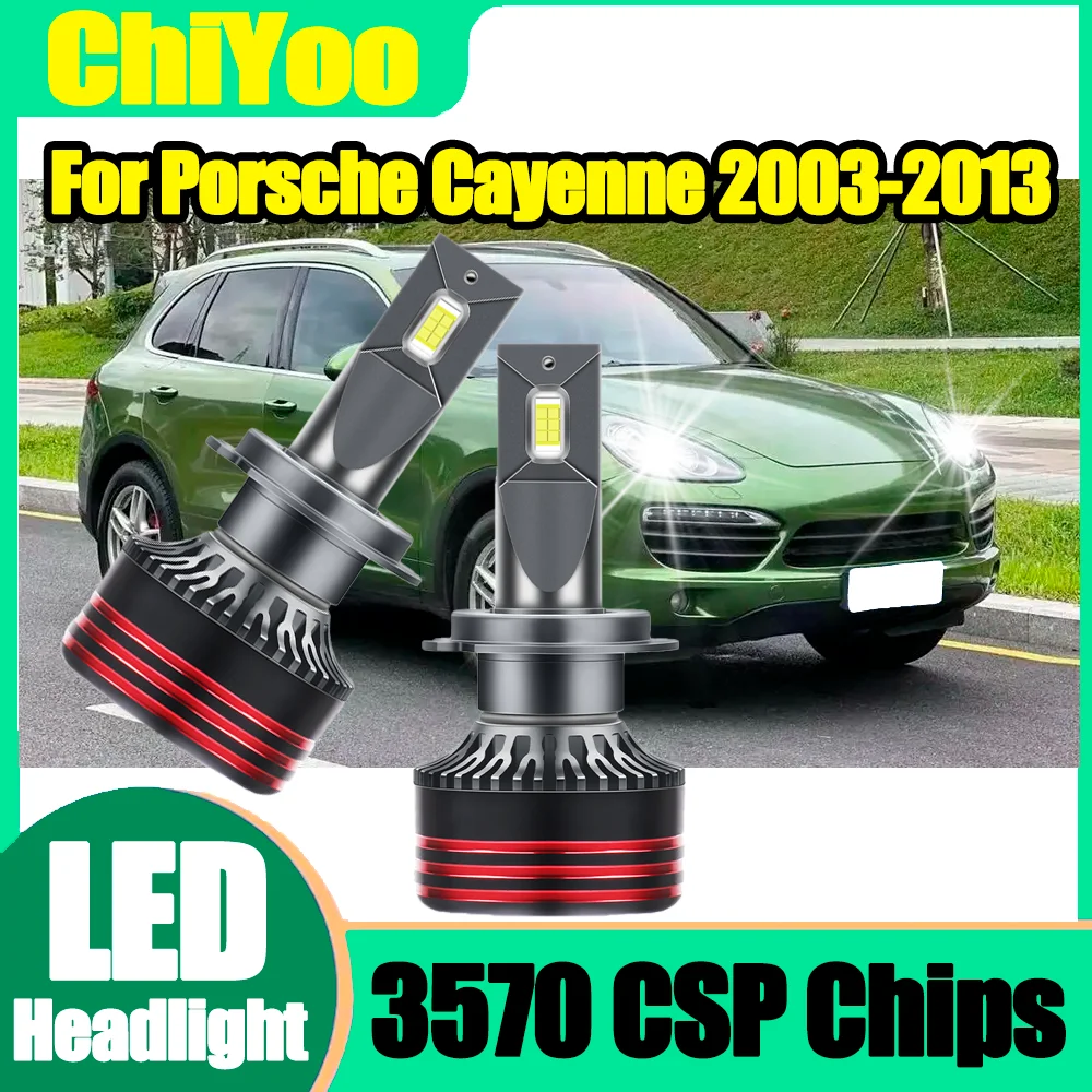 

2 шт. светодиодные автомобильные фары H7 авто фары лампы 30000LM высокой мощности 150 Вт 6000 К белый 3570 чипы CSP для Porsche Cayenne 2003-2013