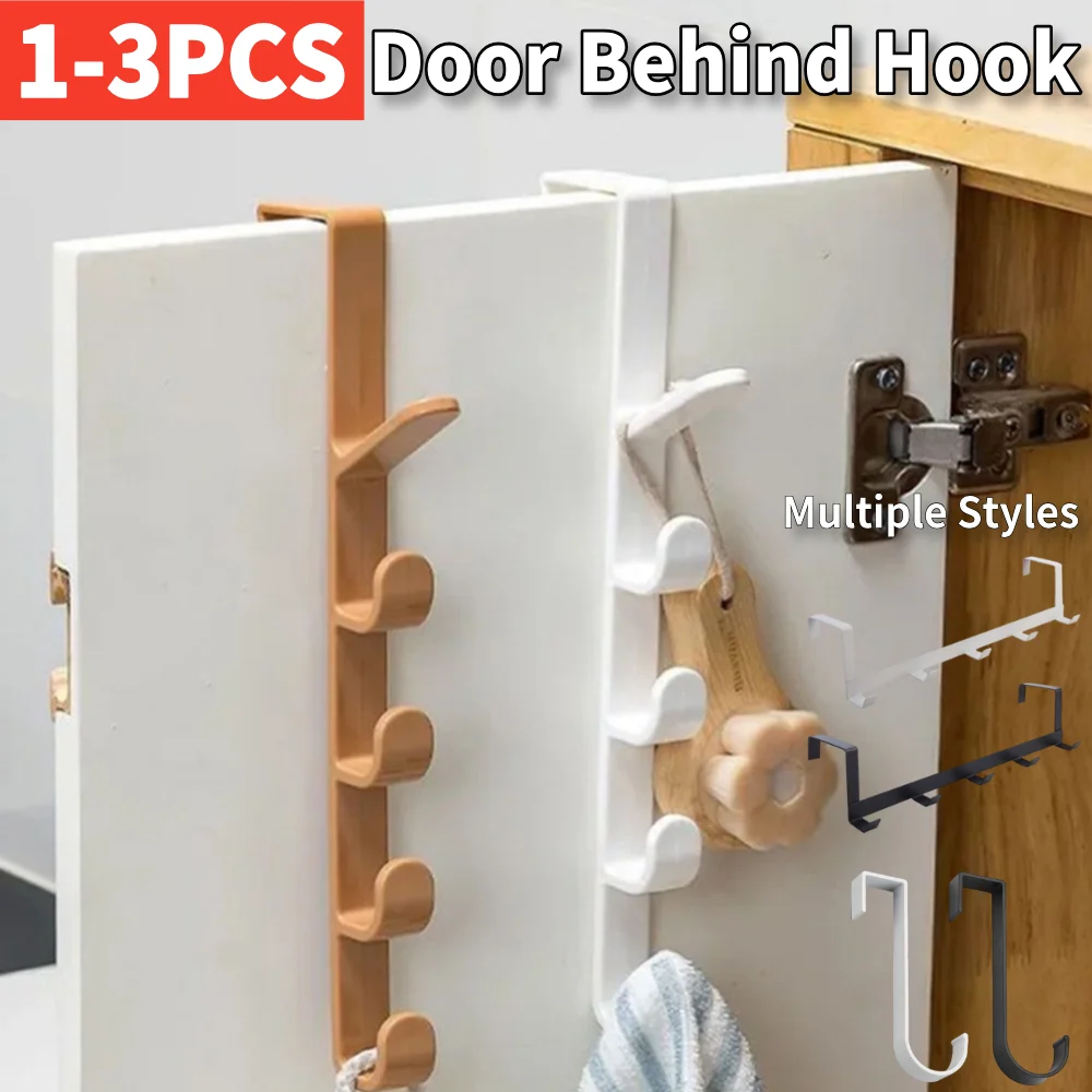 1-3PCS Bedroom Door Hanger Clothes Hanging Rack Over The Door Plastic Home Storage Organization Free Punching Seamless Hook