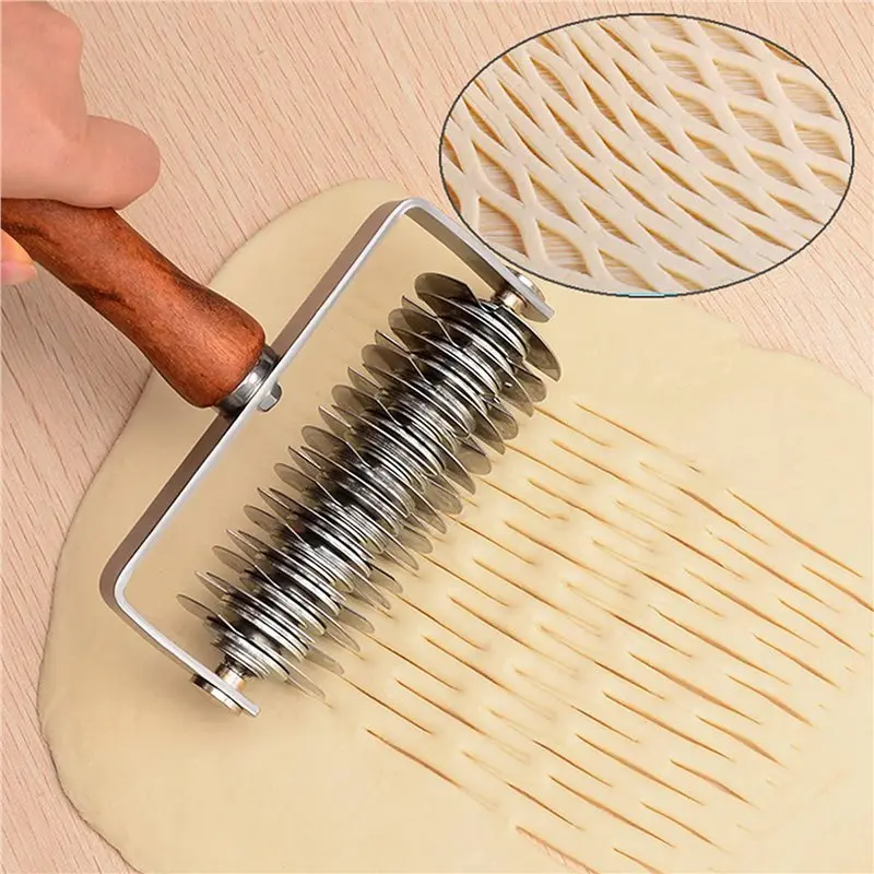 T21C 3X Stainless Steel Lattice Cutter, Dough Lattice Roller Cutter Baking Tool Cookie Pie Pizza Bread Pastry Crustroller
