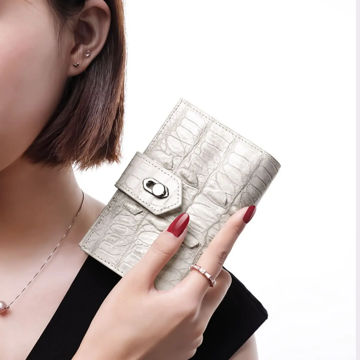 

Himalayan White Crocodile Skin Women's Purse Genuine Leather Short Lady Wallets Luxury Fashion 2023 Large Capacity Bag 50