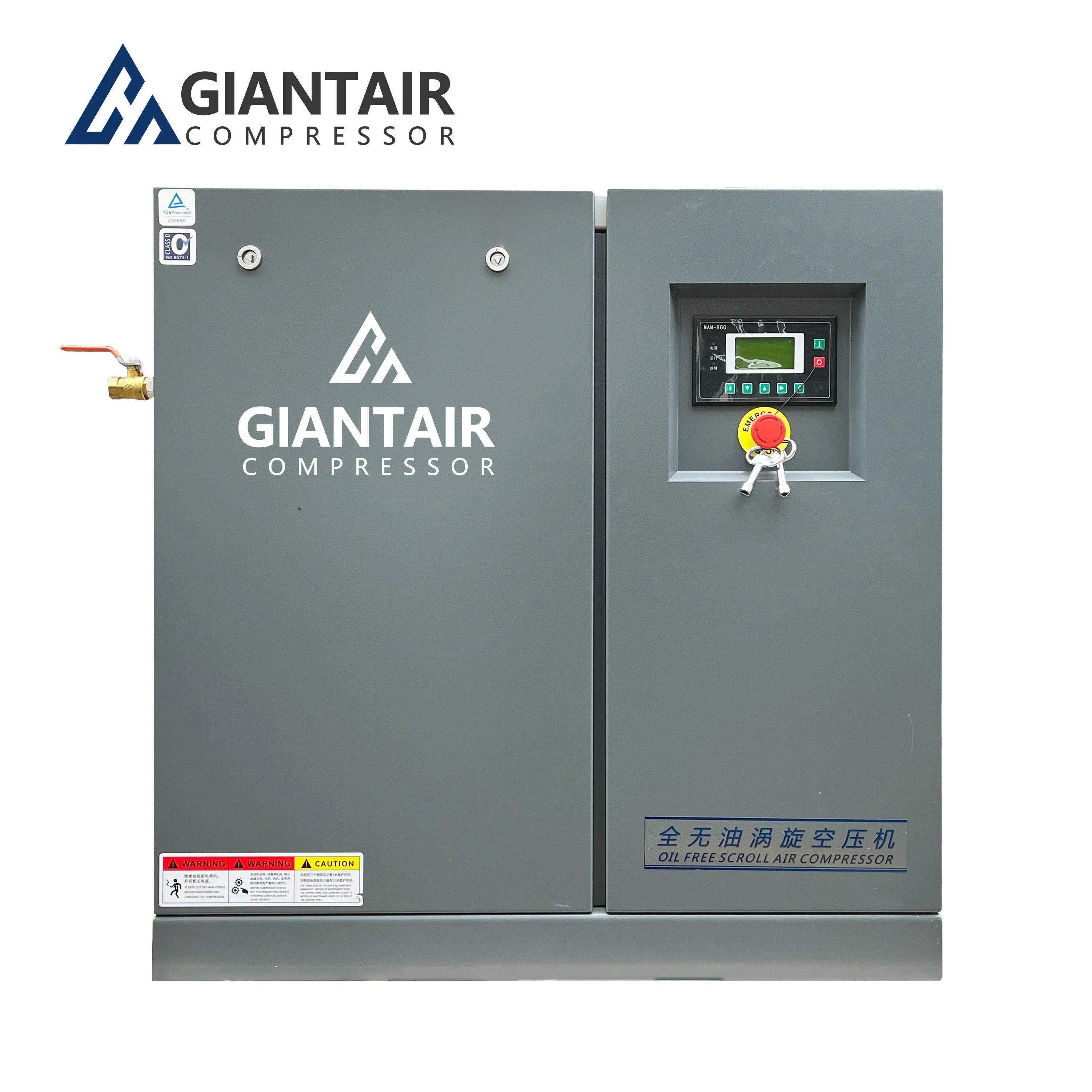 GiantAir 7.5Kw 11Kw 12Bar 15Bar 16Bar 30Bar 20Hp 10Hp 4500Psi 500L Silent Oil Free scroll Air Compressor