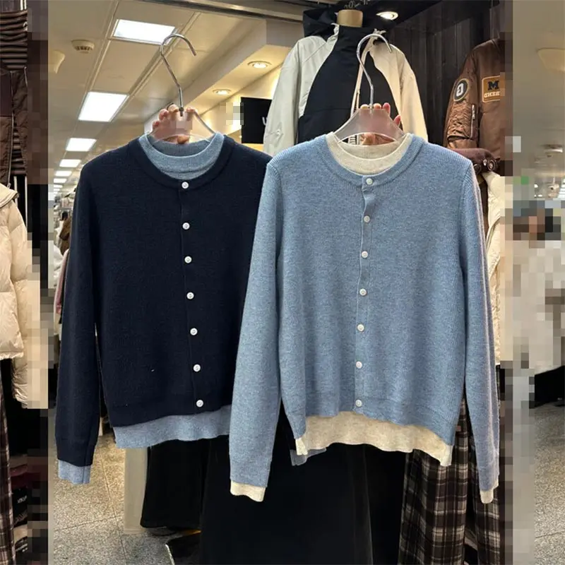 

Новый круглый вязаный открытый кардиган на одной пуговице, корейский свитер, утягивающий базовый слой, топ, женский дизайн Faion Design Sense