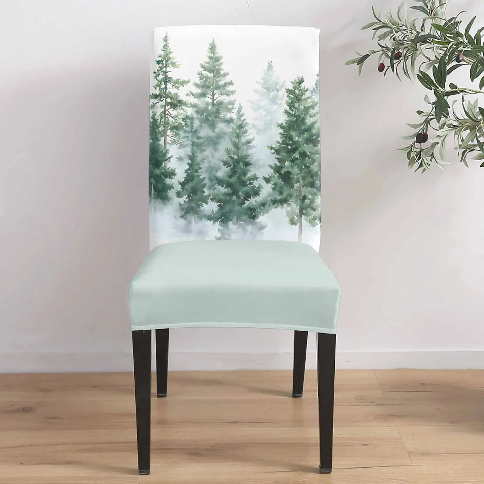 

Watercolor Forest Tree Stretch Chair Cover 4pcs Elastic Seat Protector Case Chair Slipcovers Home Decor