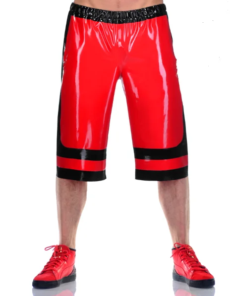 

100% Latex Rubber Red Boxer Shorts Decorative black Loose Pants 0.4mm Halloween Size S-XXL