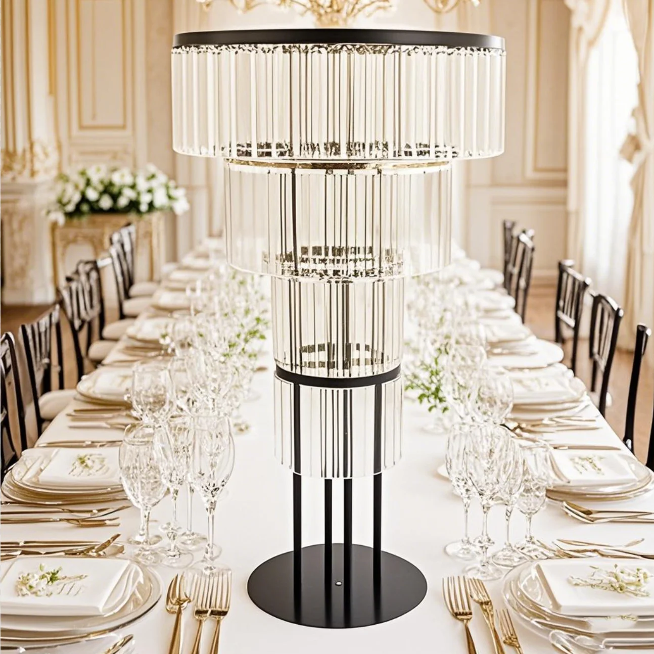 

2-6pcs)70-130cm)Metal Gold/sliver/white/New Wedding Centerpieces black Metal acrylic pendent Flower Stand Wedding Table Decor